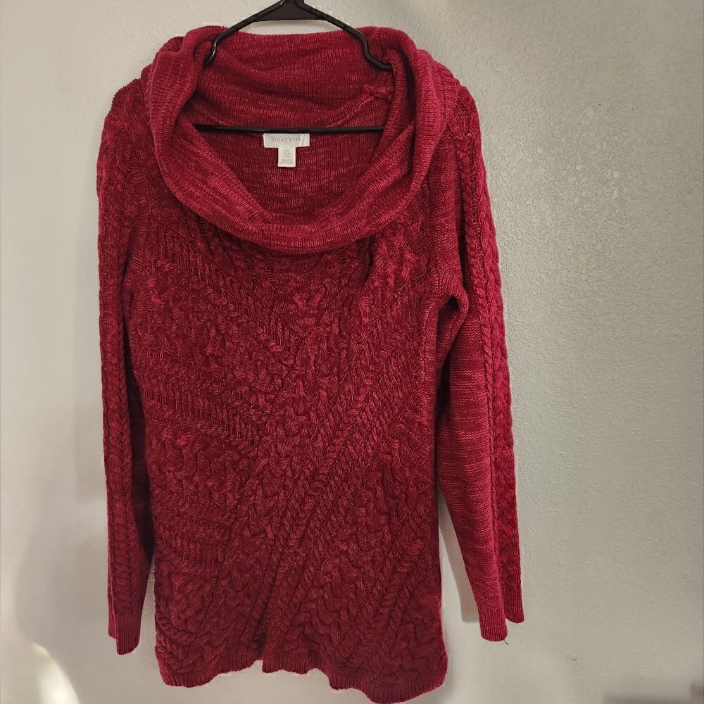 Motherhood Maternity Cowl Neck Knit Red Sweater Size L
